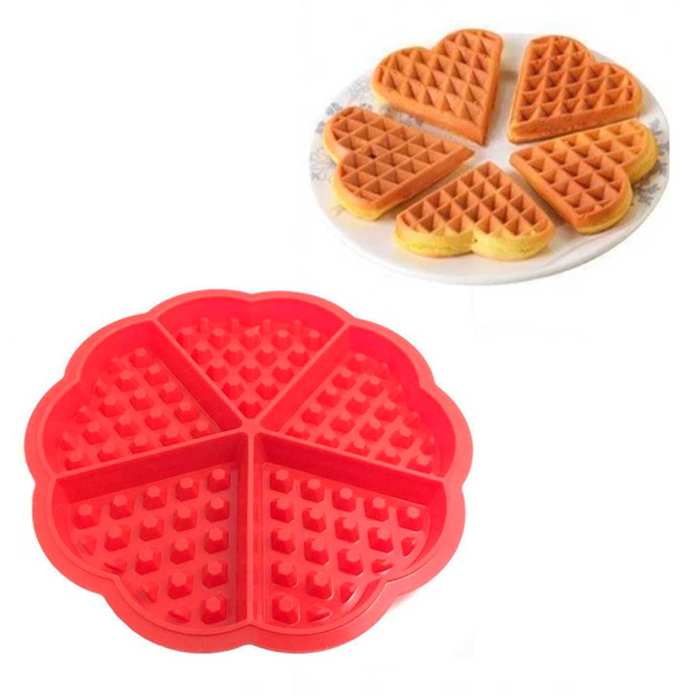 Forma Waffles Coração Panqueca Omelete de Silicone