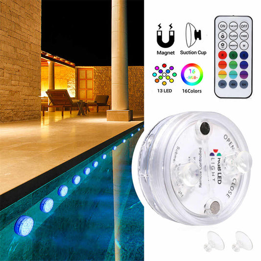 Luz Led Piscina Decorativa Colorido RGB Com Controle Remoto - Sem Ventosa