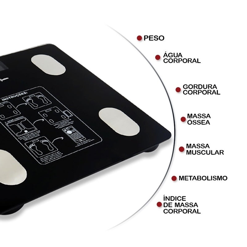 Balança Digital Corporal Bioimpedância Bluetooth App