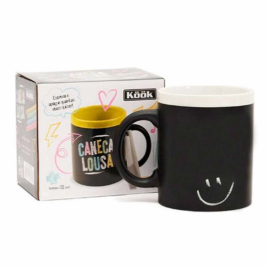 Caneca Lousa de Porcelana Com Giz Colors 320ml na Caixa