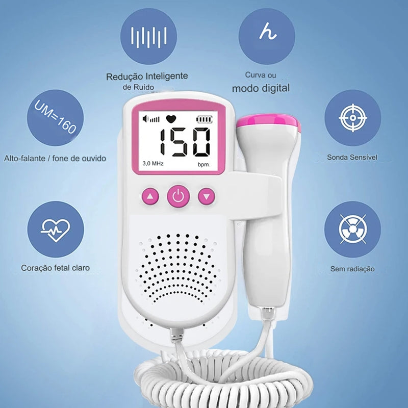 Monitor Fetal Doppler Aparelho Para Ouvir Coração Bebê