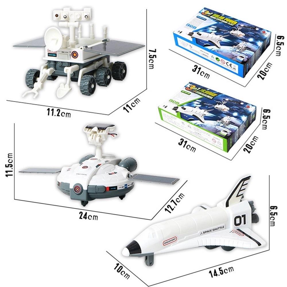 Kit estação solar robótica robo didático 3 em 1 brinquedo com placa de energia avião espacial