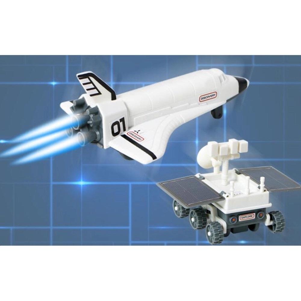 Kit estação solar robótica robo didático 3 em 1 brinquedo com placa de energia avião espacial