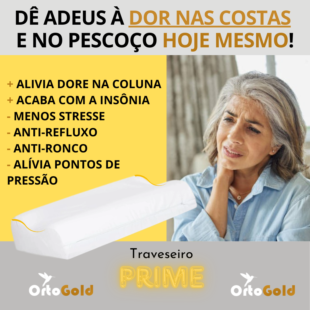 Travesseiro Ortopédico Prime Premium OrtoGold - Alivio de Dores no Pescoço