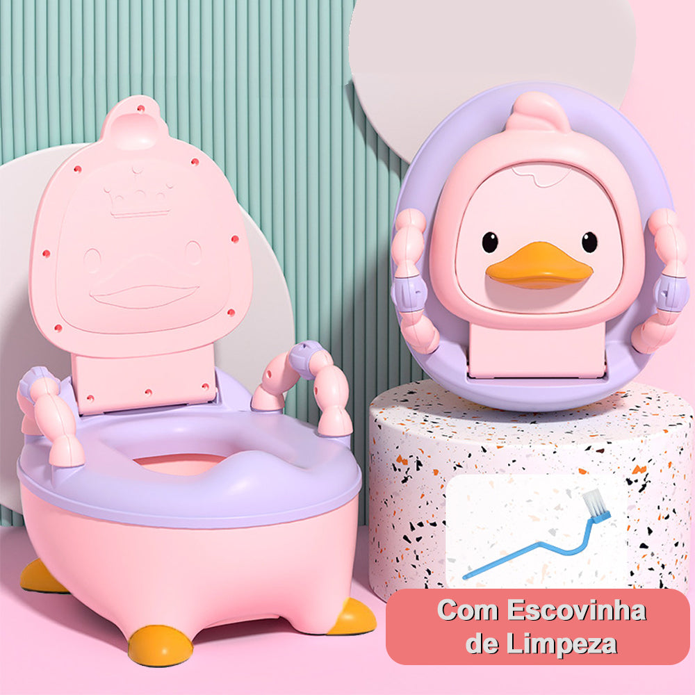 Troninho Penico Sanitário Infantil Privadinha Patinho Feliz Cor:Rosa (168-Rs-Co