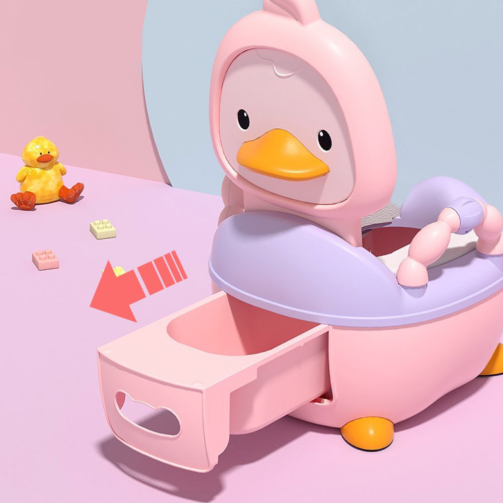 Troninho Penico Sanitário Infantil Privadinha Patinho Feliz Cor:Rosa (168-Rs-Co