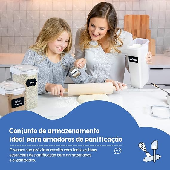 Kit Potes Herméticos Transparentes Resistentes 15 Potes para Cozinha